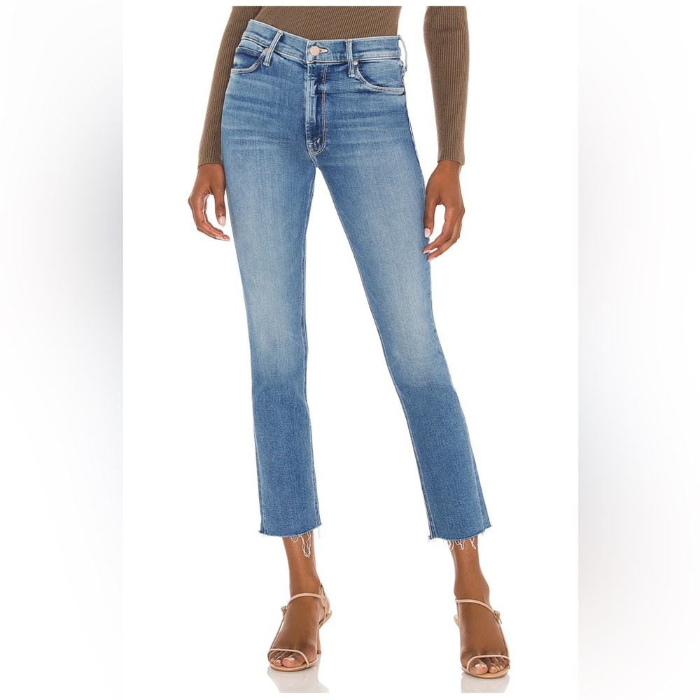 MOTHER Mid rise dazzler ankle fray riding the consider